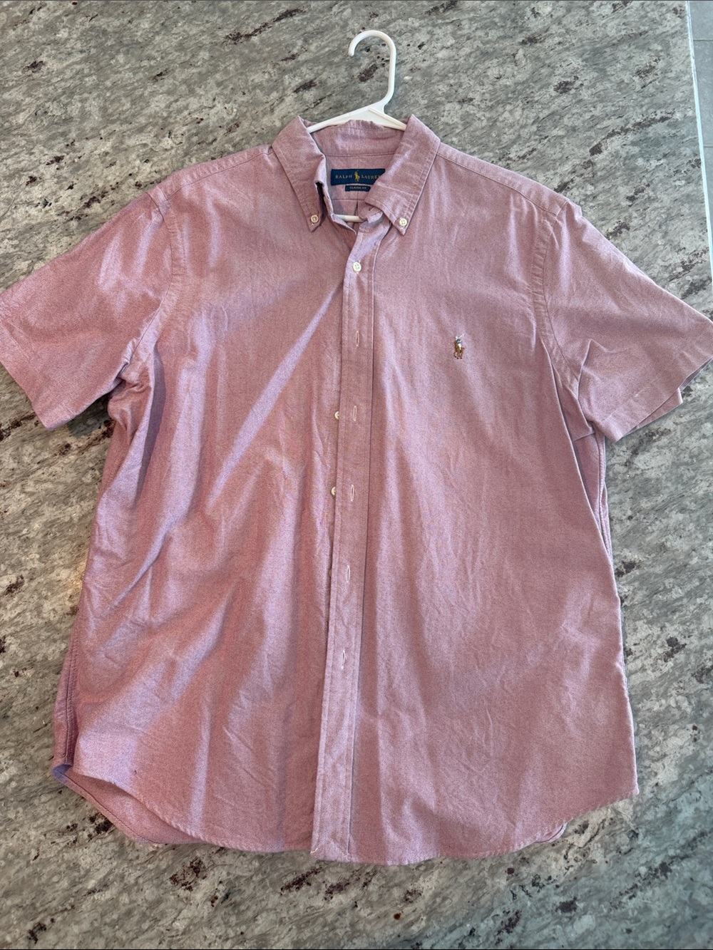 Polo by Ralph Lauren Short Sleeve Button-Down Shirt in Dusty Pink